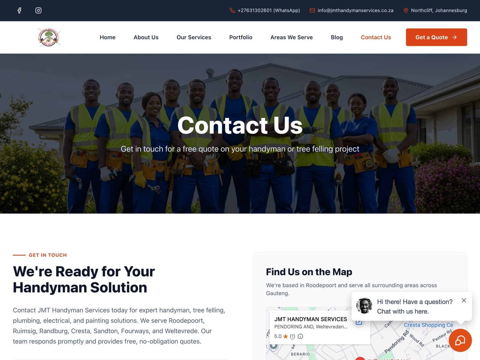 JMT Handyman Services contact page